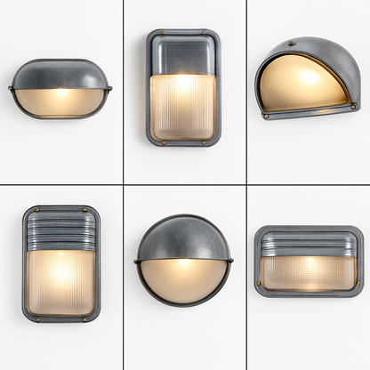 Outdoor Sconce Fixture Silver Ribbed Frosted Glass Up Down Light E27 Socket Weatherproof Porch Entryway Patio Balcony Exterior Lighting for
