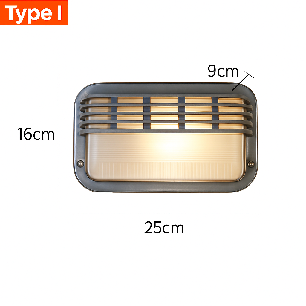 Industrial Outdoor Wall Sconce E27 Glass Shade IP65 Waterproof Vintage Aluminum Light Fixture for Porch Patio Garden Entryway