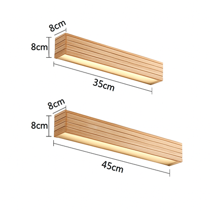 Carved Wood LED Wall Sconce Light – Rectangular Modern Ambient Fixture for Bedroom, Living Room, Bathroom – Energy Efficient Integrated
