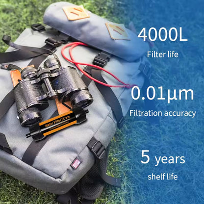 Portable Survival Water Purification Straw for Hiking, Camping & Emergency Preparedness – 4000L Capacity Filtration System with 0.01