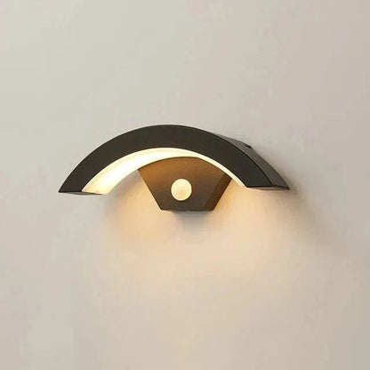 Outdoor Motion Sensor Wall Sconce – Weatherproof LED Security Light with Curved Aluminum Design for Patio, Entryway & Garden Path Lighting