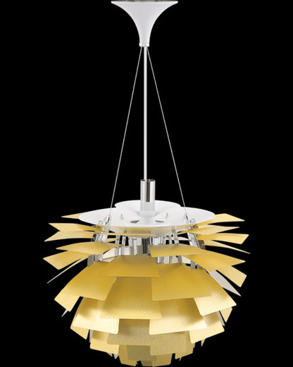 Sculptural Metal Shade Hanging Fixture 20 in Adjustable Height Overhead Lighting for Dining Room Kitchen Island Entryway Warm Glow Installat
