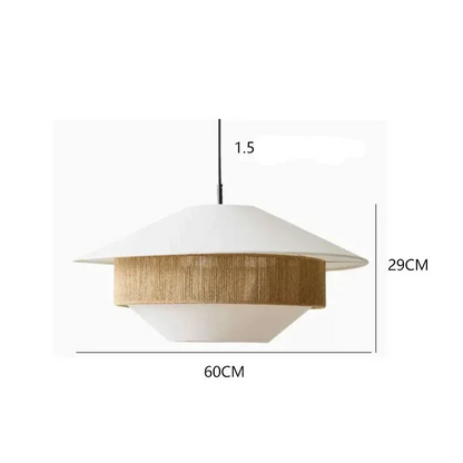 Woven Rattan-Style Hanging Fixture Brown Cotton 20 in Dining Room Bedroom Soft Glow Overhead Japandi Minimalist Living Room Natural Fiber Ce
