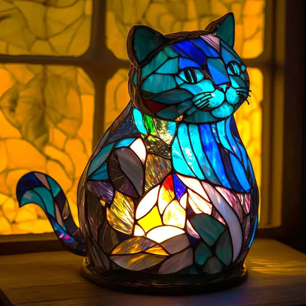 Stained Glass Wildlife Table Lamp Decorative Animal Accent Light Handcrafted Style Illumination for Bedroom Nightstand Living Room Desk