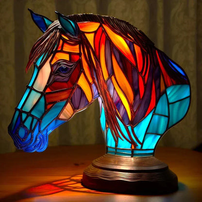 Stained Glass Wildlife Table Lamp Decorative Animal Accent Light Handcrafted Style Illumination for Bedroom Nightstand Living Room Desk