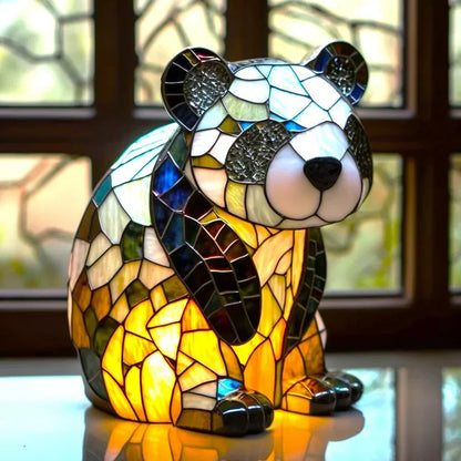 Stained Glass Wildlife Table Lamp Decorative Animal Accent Light Handcrafted Style Illumination for Bedroom Nightstand Living Room Desk