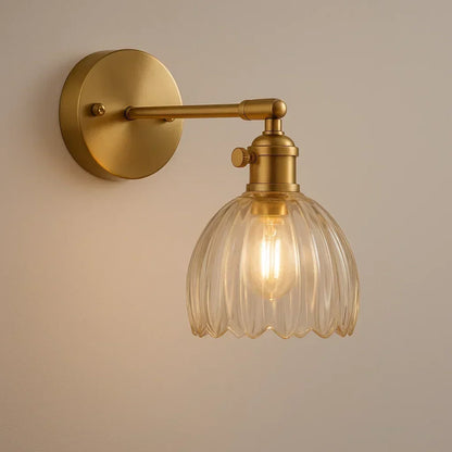 Floral Glass Wall Sconce Light Fixture with Metal Frame | Vintage Tulip Shade for Living Room, Bedroom & Hallway Lighting | E26 Socket