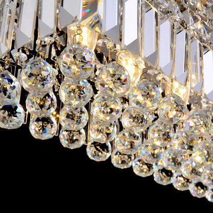 Linear K9 Glass Drop Ceiling Light Fixture for Dining Room & Kitchen – Chrome Finish