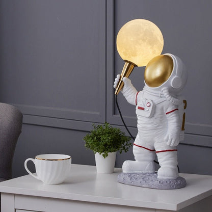 Space Explorer Resin Night Light 14 Inches Levitating Spaceman LED Accent Lamp for Bedroom Desk Nightstand Cosmic Room Decor