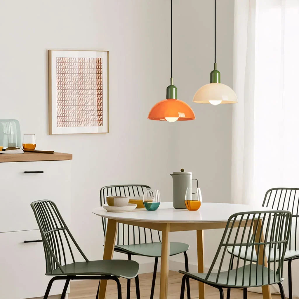 Glass Bowl Ceiling Fixture 10-12 Inch LED Overhead Luminaire White Orange Green Room Lighting Kitchen Island Hallway Contemporary Hardwired