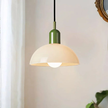Glass Bowl Ceiling Fixture 10-12 Inch LED Overhead Luminaire White Orange Green Room Lighting Kitchen Island Hallway Contemporary Hardwired