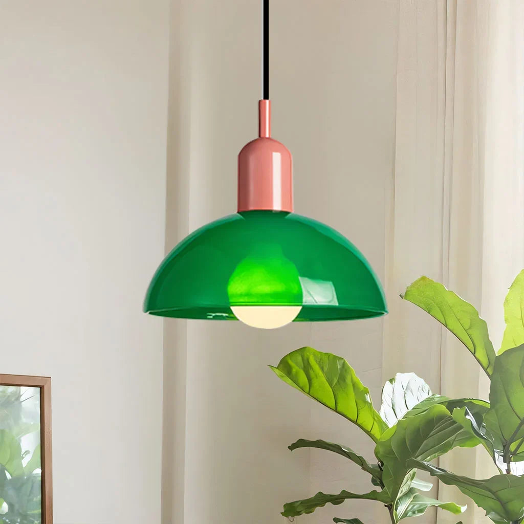 Glass Bowl Ceiling Fixture 10-12 Inch LED Overhead Luminaire White Orange Green Room Lighting Kitchen Island Hallway Contemporary Hardwired