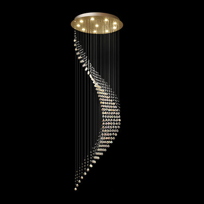 Cascading Crystal Fixture Chrome Finish GU10 Dimmable for Tall Foyers Stairwells Double-Height Rooms Adjustable Height Hanging Light