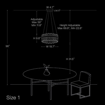 Tiered Crystal Chandelier with Gold Frame – Dining Room & Kitchen Island Ceiling Light – 19.7 to 39.4 inch diameter – Multi-Layer K9 Prism D