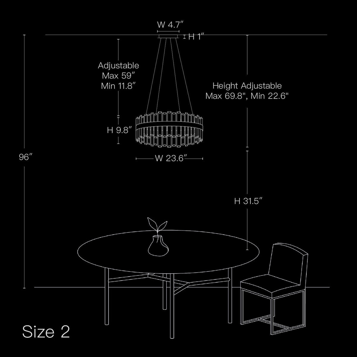 Round Crystal Chandelier Gold Metal 20-Inch Adjustable Height Ceiling Fixture Hanging Lights for Dining Tables Kitchen Islands Living Spaces