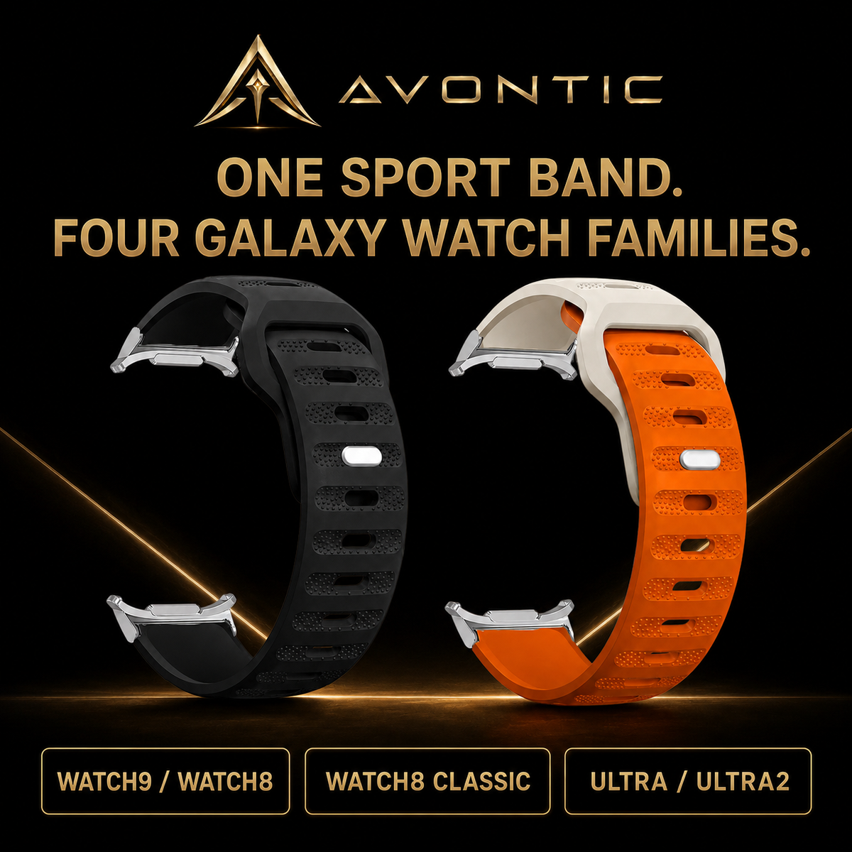 Flexible Silicone Sport Watch Band for Samsung Galaxy Watches – Vented Athletic Design with 13 Colors for 40mm 44mm 46mm 47mm