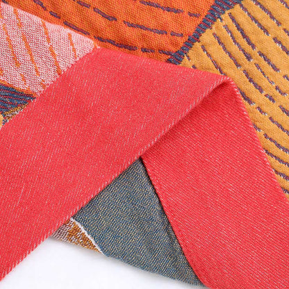 Reversible Cotton Gauze Quilt with Persimmon Pattern - Lightweight Summer Blanket for Bed, Sofa & Travel - Queen, King & Full Sizes