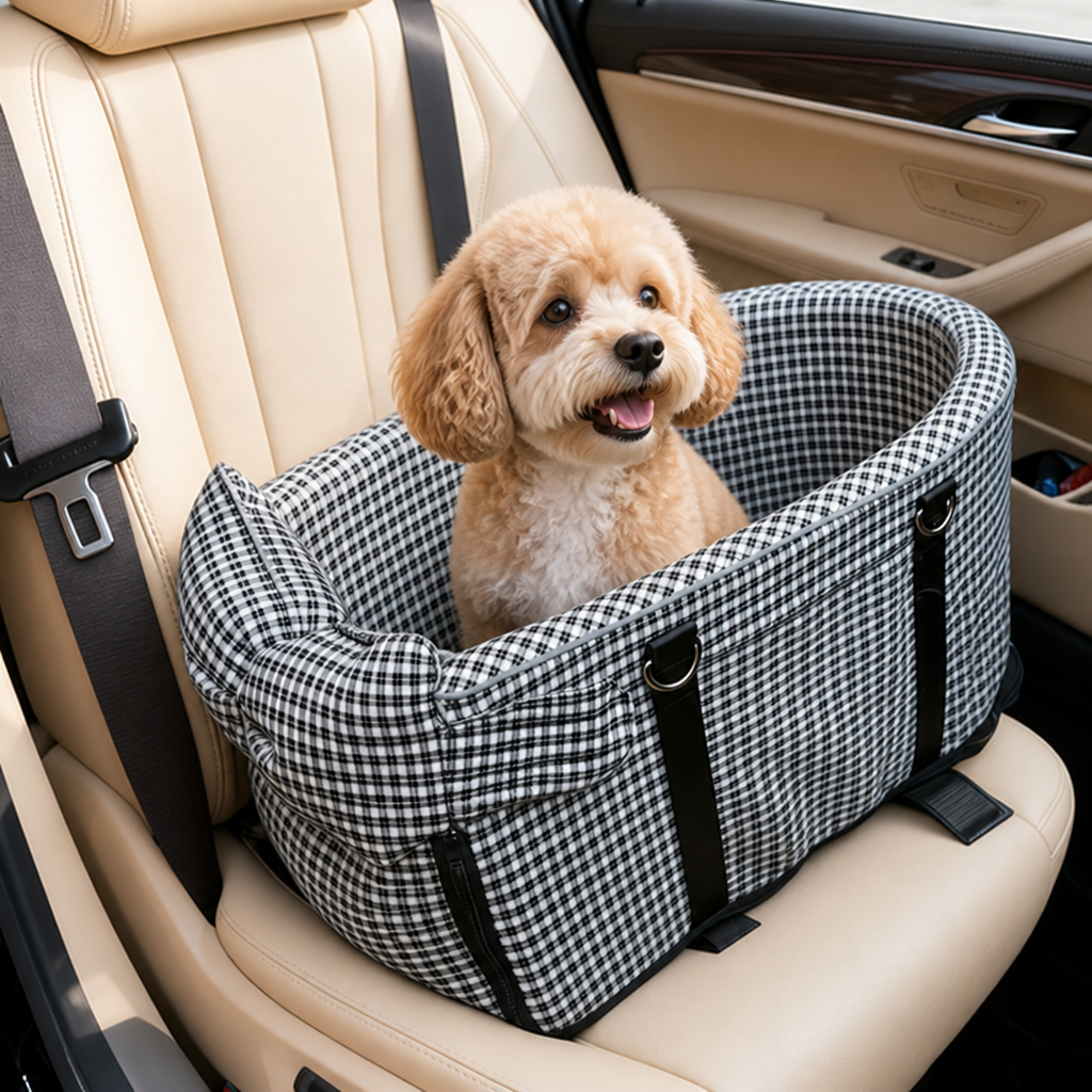 Ortekor Padded Polyester & Chew-Resistant Dog Car Seat (Adjustable Straps)
