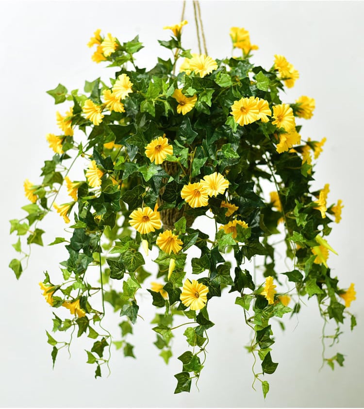 Faux Morning Glory Vine 35 in – 44 Blooms UV-Resistant Artificial Climbing Plant for Fence Porch Indoor Outdoor Décor