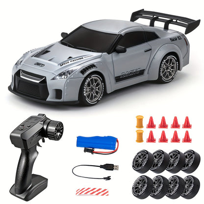 Remote Control Drift Car with LED Wheels – 1:24 Scale 4WD Racing Vehicle for Kids – Rechargeable RC Stunt Car