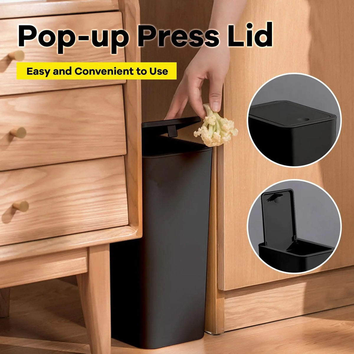 PRESSLUX – Slim Press Top Trash Can 10L