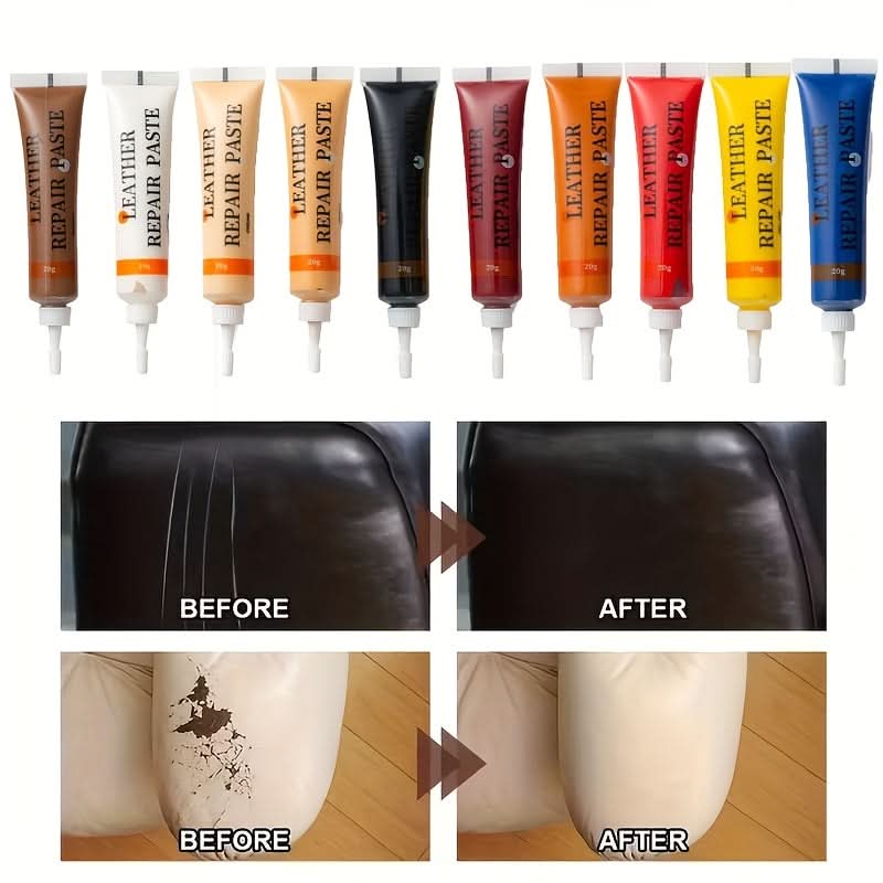 Leather & Vinyl Repair Kit for Couches, Car Interiors & Upholstery – 12 Color Options for Furniture Touch-Ups