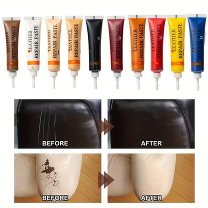 Leather & Vinyl Repair Kit for Couches, Car Interiors & Upholstery – 12 Color Options for Furniture Touch-Ups