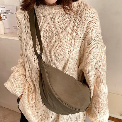 Pleated Hobo Crossbody Bag for Women – Lightweight Nylon Shoulder Purse with Ruched Design for Everyday Carry & Travel