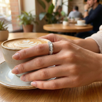 Titanium Steel Spinner Ring with Zirconia Stones for Anxiety Relief & Everyday Wear | Hypoallergenic Fidget Ring for Women & Men