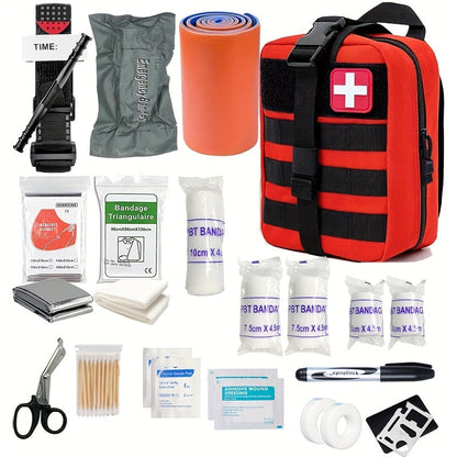 Emergency Medical Supply Kit with Tourniquet Black Zippered Portable Trauma Bag for Hiking Camping Vehicle Travel Outdoor Adventure Backcoun