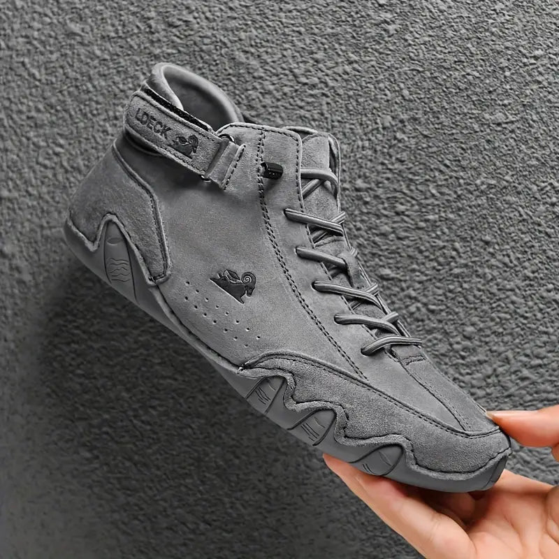 Men's Waterproof High-Top Sneakers with Elastic Slip-On Design - Durable Rubber Sole Boots for Street Style & All-Weather Wear