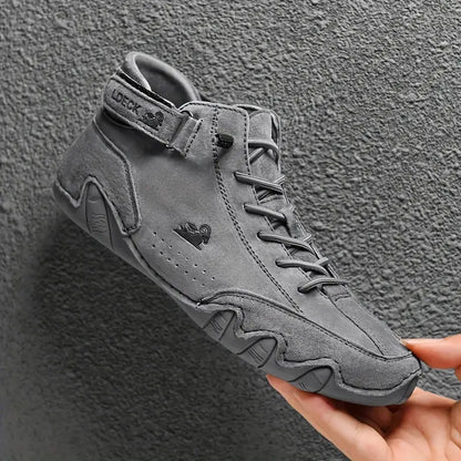 Men's Waterproof High-Top Sneakers with Elastic Slip-On Design - Durable Rubber Sole Boots for Street Style & All-Weather Wear