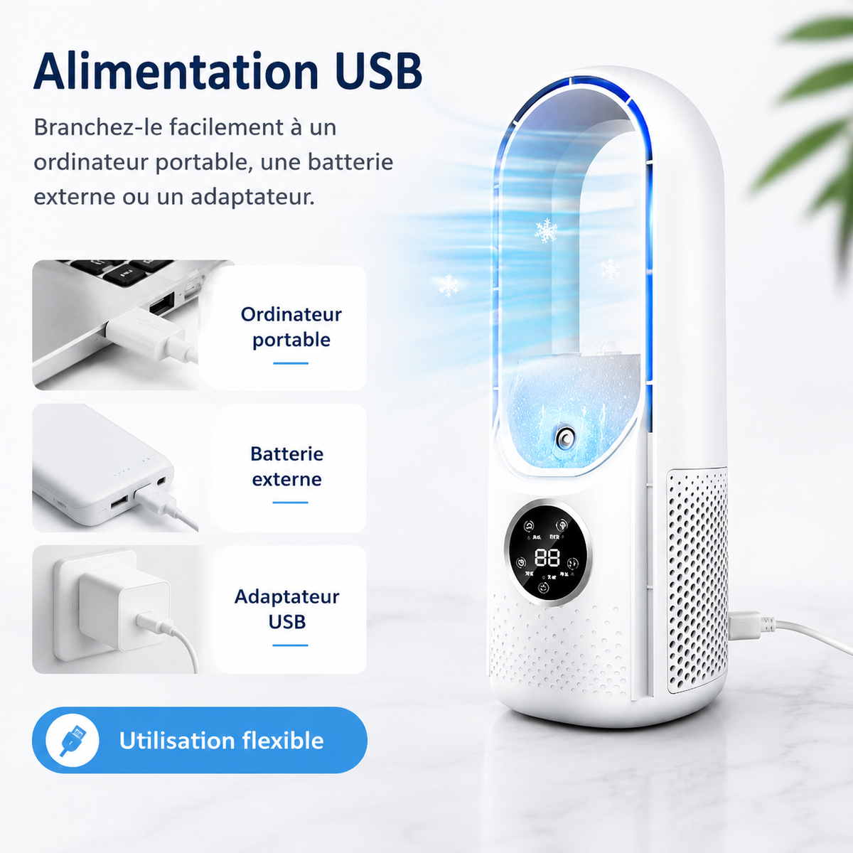 Portable USB Air Cooler Fan with Humidifier & Filter – 6-Speed Personal Desktop Cooling Fan for Home Office Travel Camping – Quiet