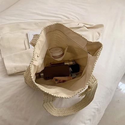 BOHOWEAVE – Woven Raffia Shoulder Tote Bag