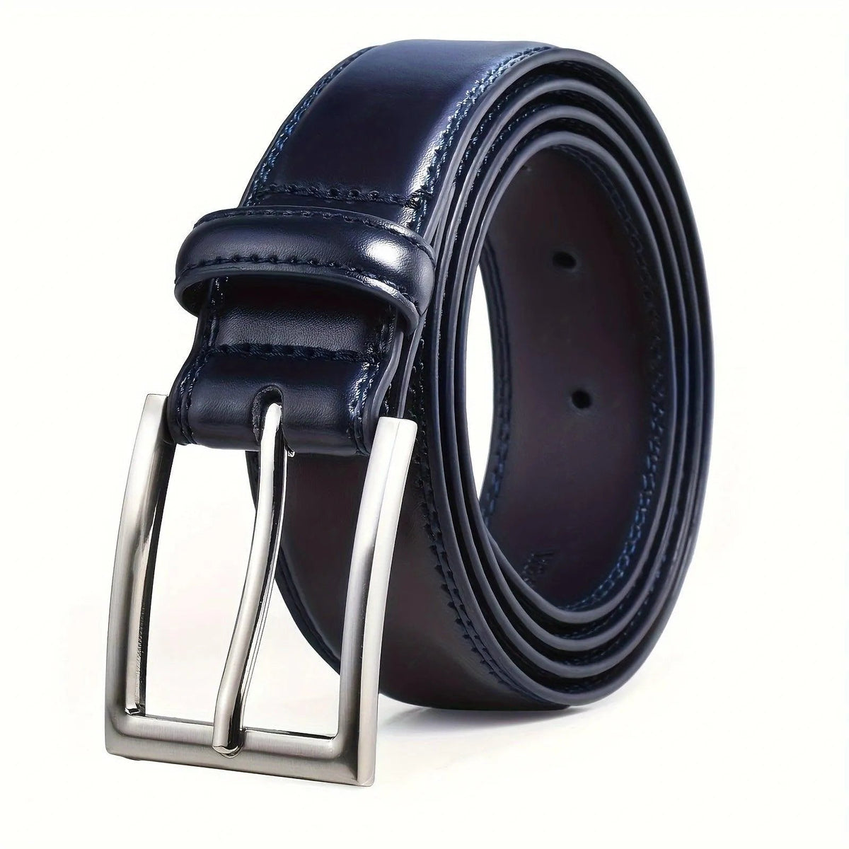 Genuine Leather Belt with Classic Pin Buckle for Men & Women – Versatile Dress Belt for Business & Casual Wear in 7 Colors & Waist Sizes 30-
