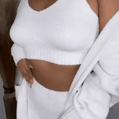 Knit Loungewear Set 3-Piece High-Waist Plush & Stretch