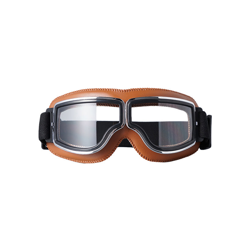 Retro Leather-Padded Motorcycle Goggles for Vintage Riding