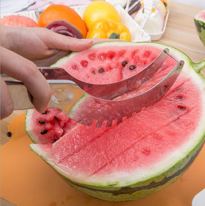 Stainless Steel Fruit Slicer Cutter for Watermelon Cantaloupe Papaya Dragon Fruit Kitchen Tool Fast Serving Prep