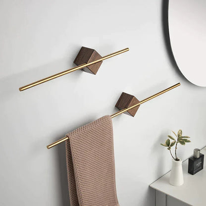 Wall-Mount Towel Bar for Bathroom – Stainless Steel & Wood Accent – 15.7, 19.7, or 22.8 Inch Lengths – Easy Install – Modern Minimalist