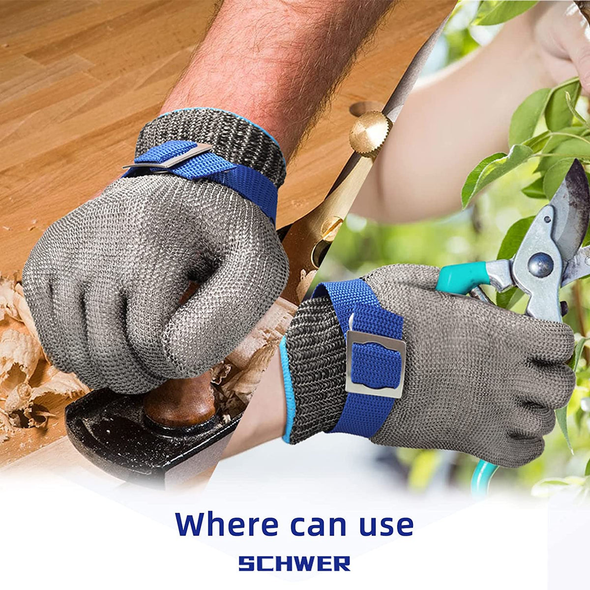 Cut-Resistant Mesh Gloves with Adjustable Wrist Strap for Kitchen, Fishing & Industrial Work | Safety Hand Protection