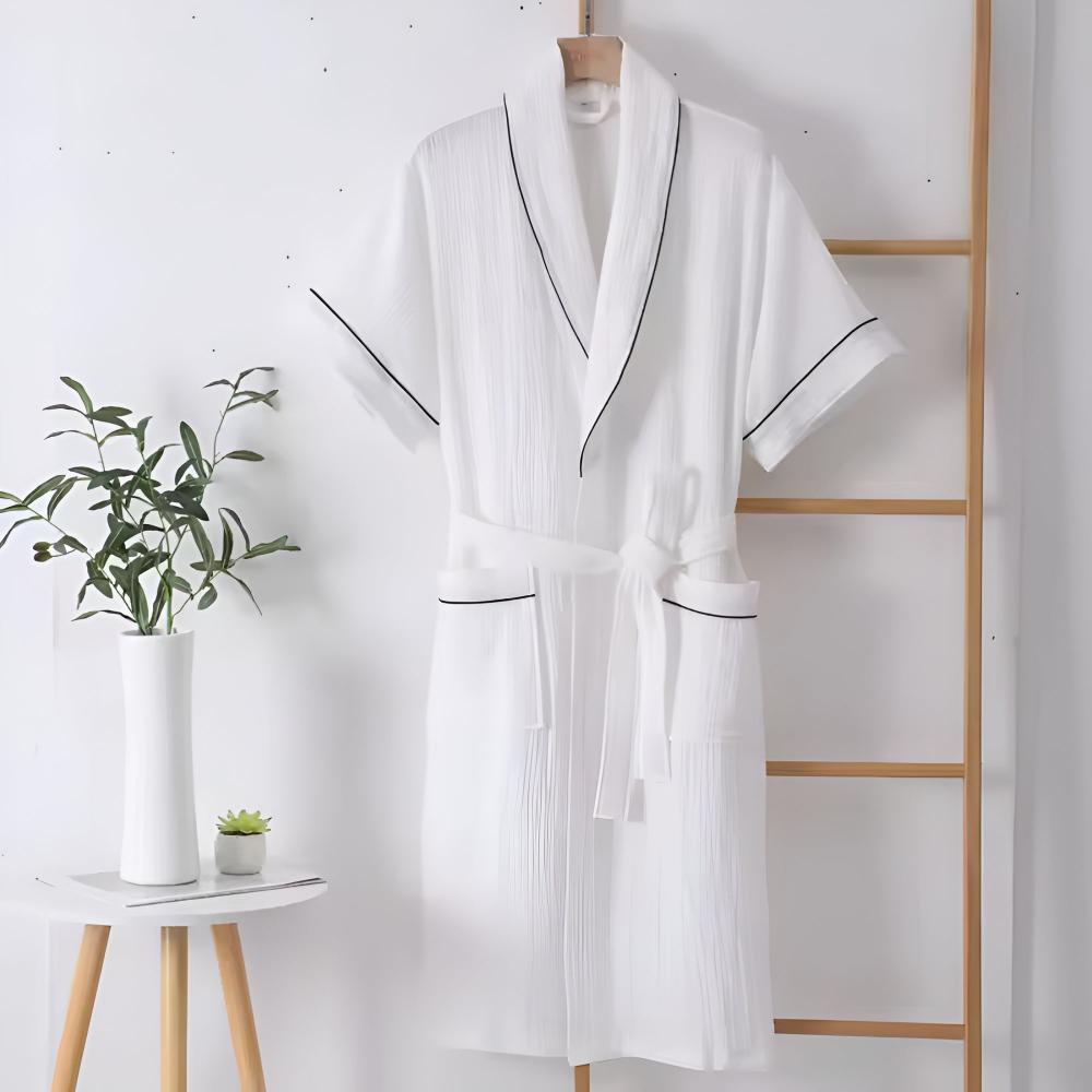 Vessina Bathrobe - 100% Cotton Double Muslin, Short Sleeves, Relaxed Fit