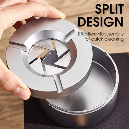 Stainless Steel Twist-Lock Ashtray for Car and Home | Odor-Sealing 360° Rotation Design Smokeless Holder