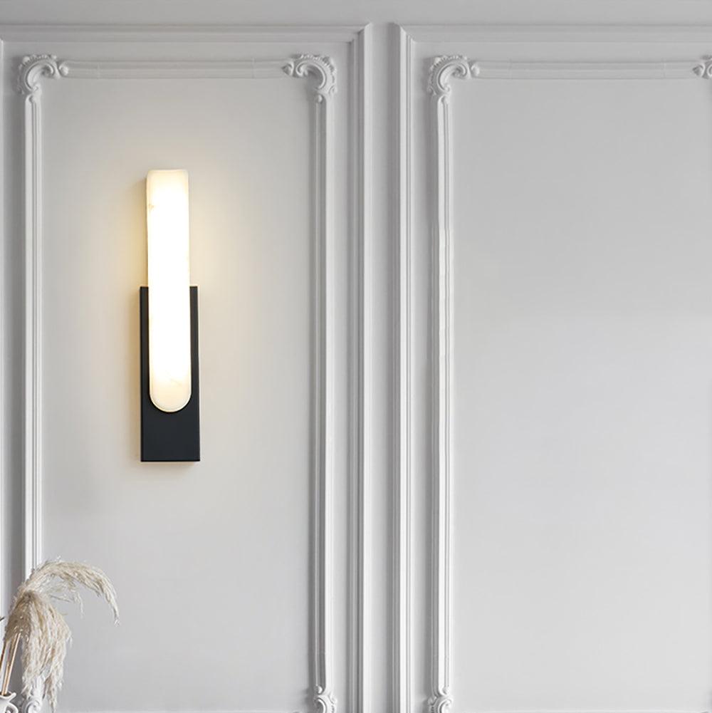 LED Sconce Light 20 Inch Vertical Alabaster Shade Gold Base Hardwired Modern Bedroom Hallway Wall Fixture for Contemporary Homes