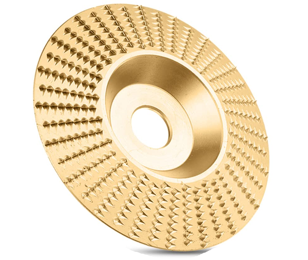 Carbide Abrasive Disc Set for Angle Grinders Gold 3-Piece Wood Shaping Kit Flat Bevel Arc 4 Inch for Woodworking Carving Sanding