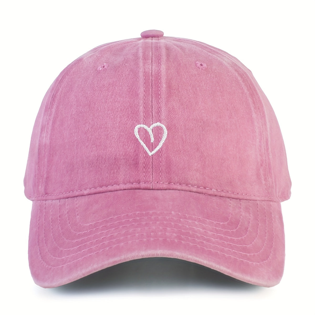 Embroidered Heart Baseball Cap for Women Adjustable Vintage Washed Cotton Dad Hat Summer