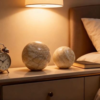 Handcrafted Travertine Marble Sphere Decorative Piece