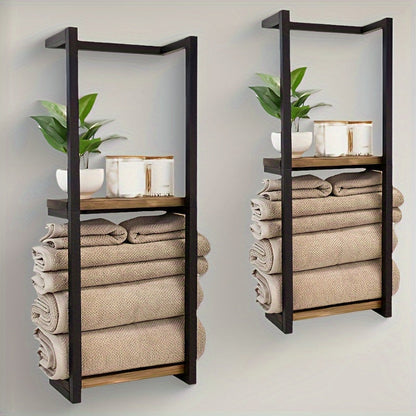 Wall-Mounted Towel Rack with Dual Tiers for Bathroom Organization | Space-Saving Stainless Steel Holder for Bath & Hand Towels