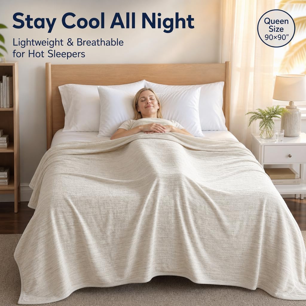 Cool Comfort | Queen Size Cooling Blanket with Q-Max >0.4 Fabric | Lightweight Summer Blanket for Hot Sleepers