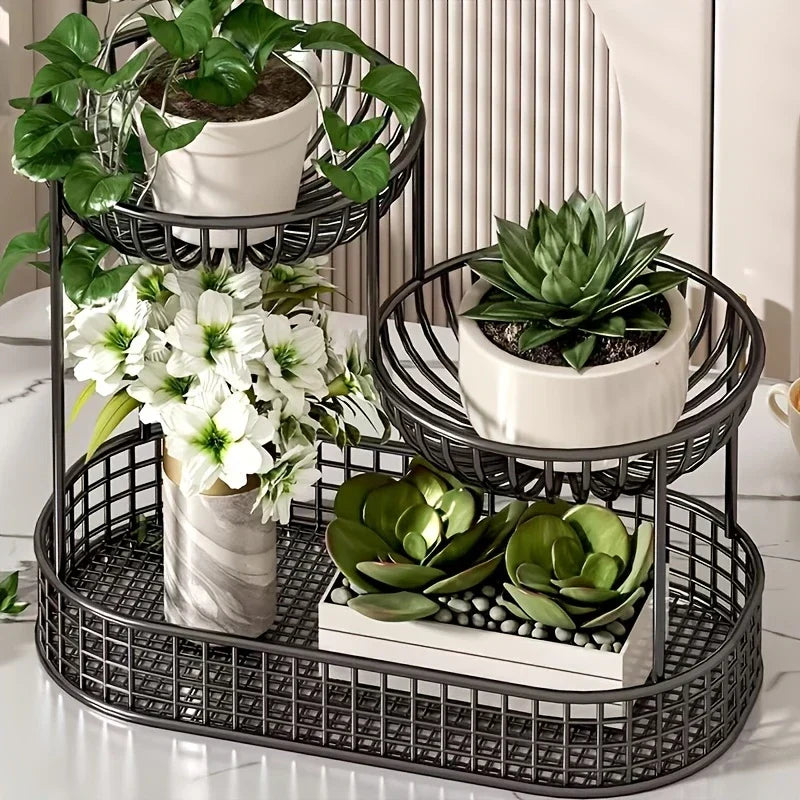 Three-Tier Countertop Organizer Stand Metal 10×9×6.5 Inches Gold Produce Holder Display Rack for Kitchen Dining Room Snacks Appetizers Pastr