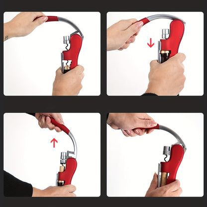 Lever-Action Wine Opener Metal & Plastic 5.5 x 3 Inch Ergonomic Handle Bar Tool for Red & White Bottles Home Dining Restaurant Hospitality